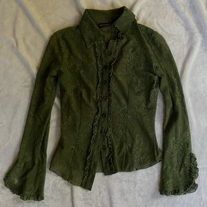 ♠️SOLD♠️ Y2K Bisou Bisou Sheer Lace Top